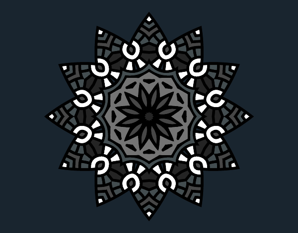 Desenho Mandala estrela floral pintado por TESOURAO