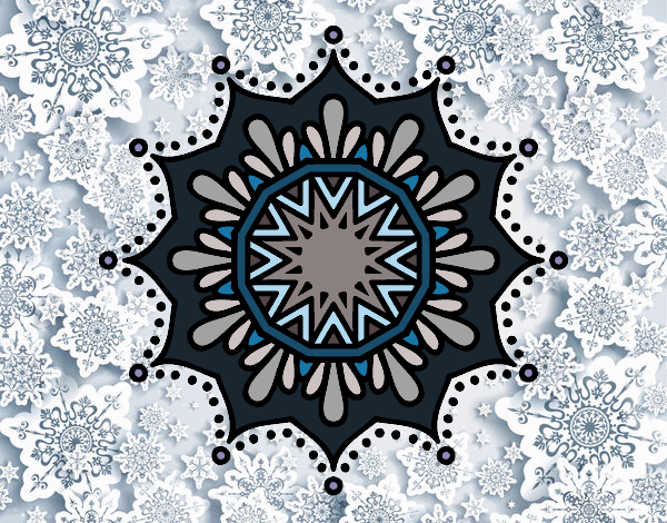 Desenho Mandala flor de neve pintado por Claupulzi