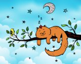 Desenho O gato ea luna pintado por Lumma
