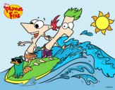 Desenho Phineas e Ferb - Surfando pintado por jehangelis