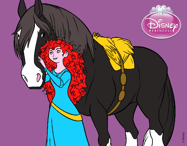 Desenho Brave - Merida e seu cavalo pintado por edet