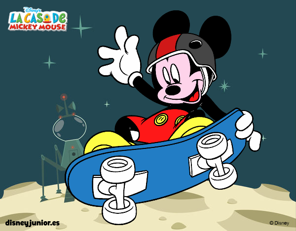 Desenho Rato Mickey em patim pintado por edet
