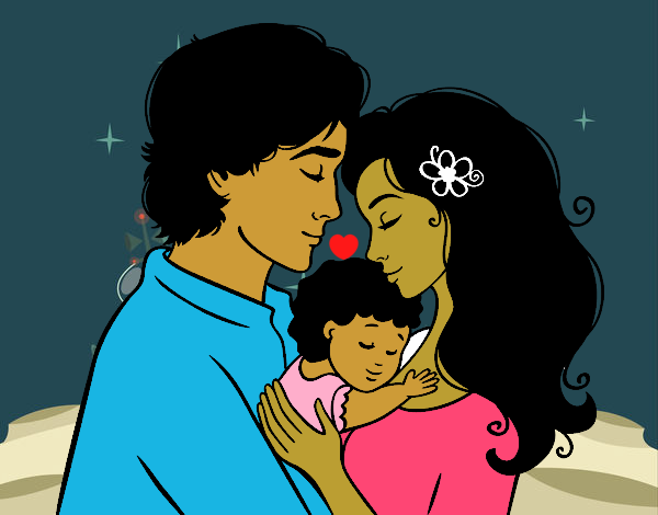 Desenho Família abraço pintado por marleidy
