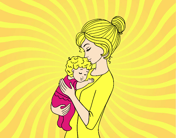 Desenho Mãe levando o bebê pintado por miguelalfo