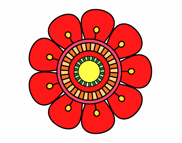 Desenho Mandala em forma de flor pintado por GiRomani