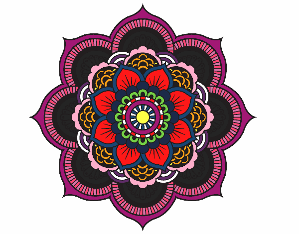 Desenho Mandala flor oriental pintado por debys