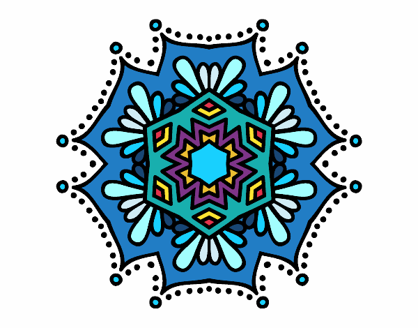 Desenho Mandala flor simétrico pintado por GiRomani