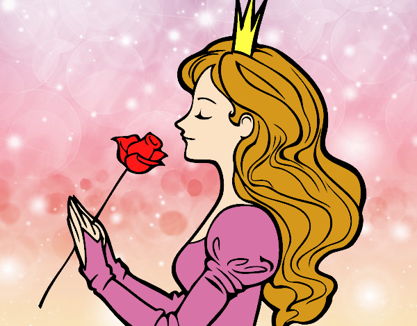 Desenho Princesa e rosa pintado por Maltez
