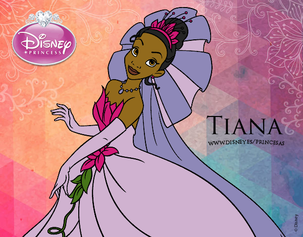 Desenho A Princesa e o Sapo - Tiana e seu vestido pintado por Missim