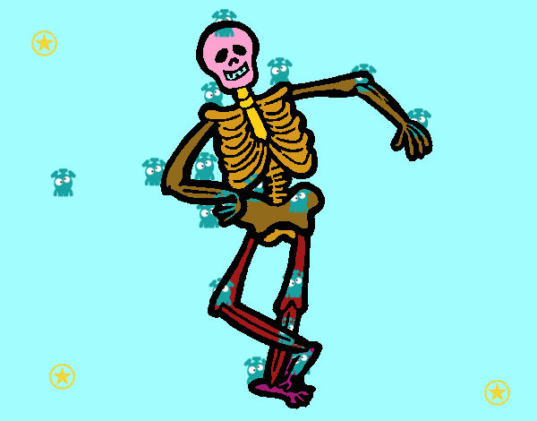 Desenho Esqueleto contente pintado por b10f10