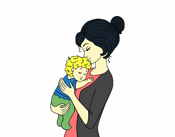 Desenho Mãe levando o bebê pintado por tainara99