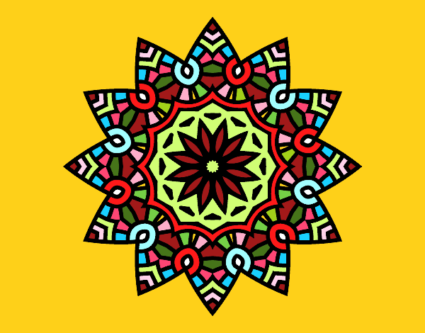 Desenho Mandala estrela floral pintado por MARGA