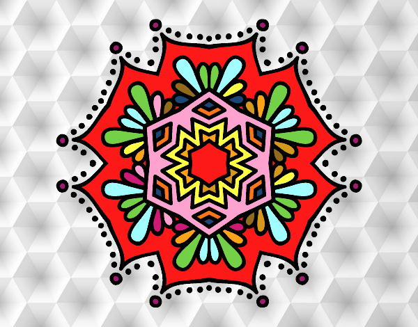 Desenho Mandala flor simétrico pintado por b10f10