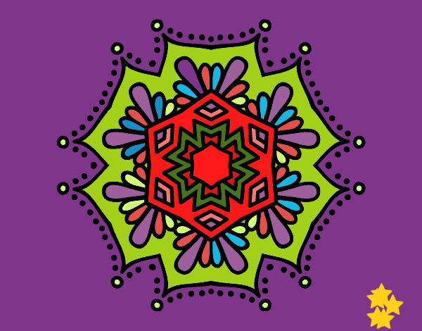 Desenho Mandala flor simétrico pintado por MARGA