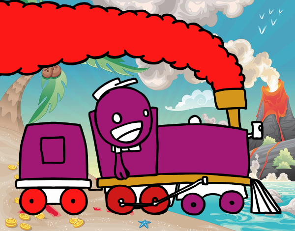 Desenho Trem com maquinista pintado por Yohan
