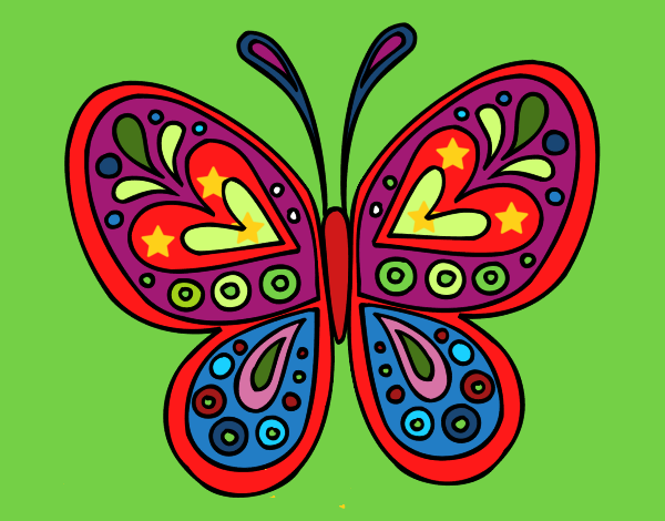 Desenho Mandala borboleta pintado por MARGA