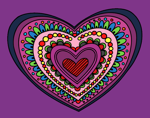 Desenho Mandala coração pintado por MARGA