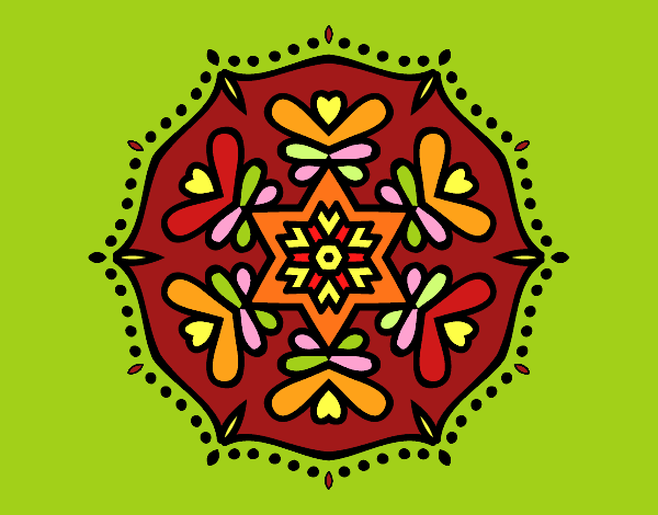 Desenho Mandala simétrica pintado por MARGA