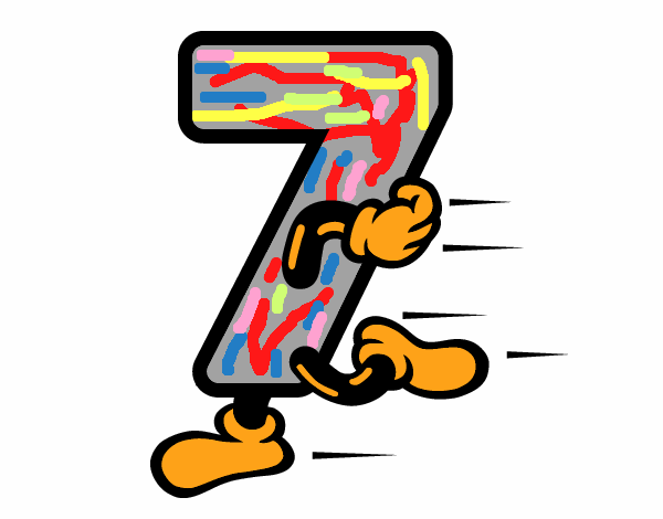Desenho de Número 7 pintado e colorido por Usuário não registrado