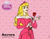 Desenho A Bela Adormecida - Aurora com uma rosa pintado por loen