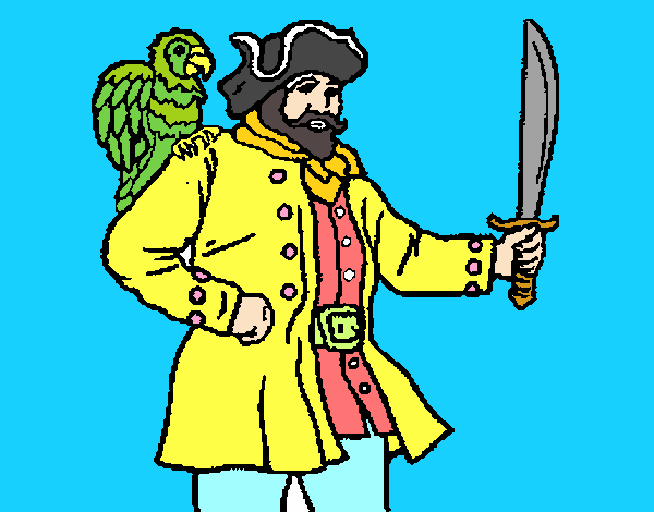 Desenho Pirata com um papagaio pintado por enzo2015