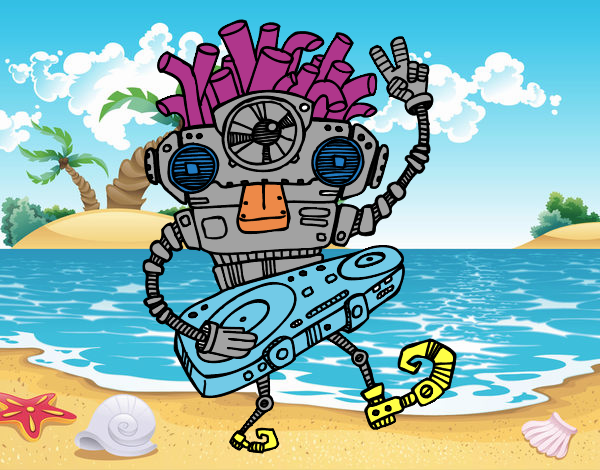 Desenho Robô DJ pintado por enzo2015