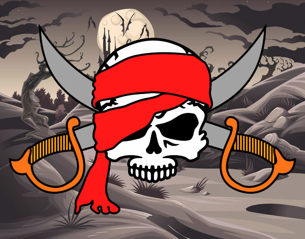 Desenho Símbolo pirata pintado por pricilla