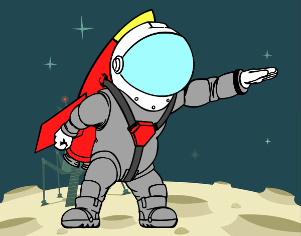 Desenho Astronauta com foguete pintado por lucdan