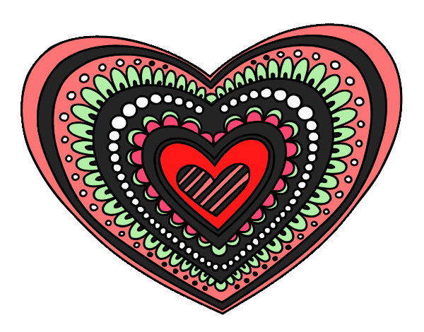 Desenho Mandala coração pintado por gisel