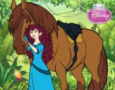 Desenho Brave - Merida e seu cavalo pintado por missmirim