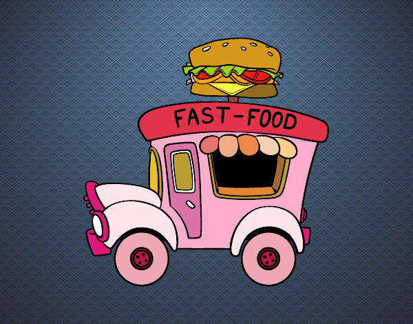 Desenho Food truck de hambúrgueres pintado por elivietri