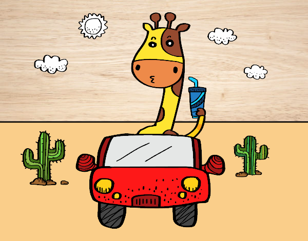 Desenho Girafa de condução pintado por Lenny