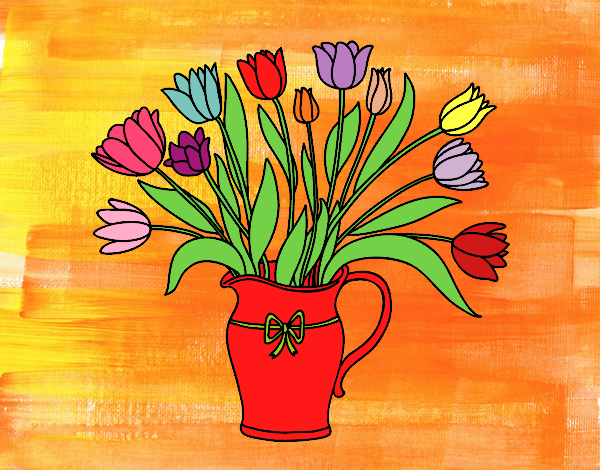 Desenho Jarro de tulipa pintado por marilurdes