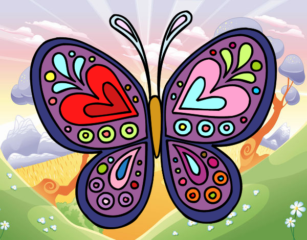 Desenho Mandala borboleta pintado por gabyy