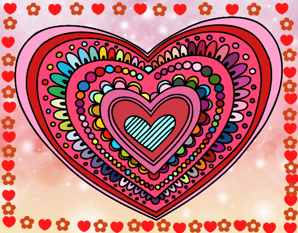 Desenho Mandala coração pintado por gabyy