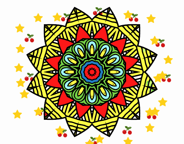 Desenho Mandala de fruto pintado por orlando