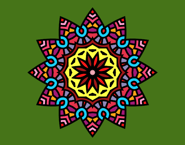 Desenho Mandala estrela floral pintado por Lenny