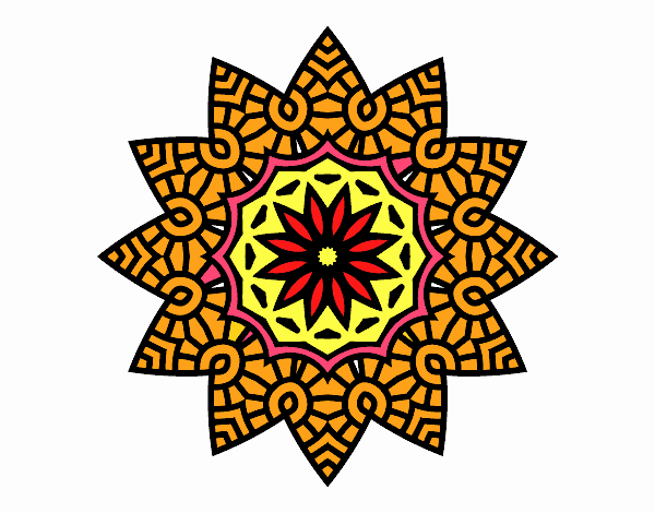 Desenho Mandala estrela floral pintado por orlando