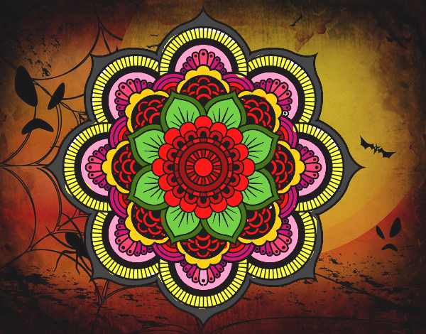 Desenho Mandala flor oriental pintado por Lenny
