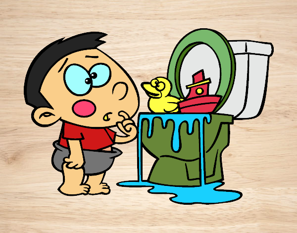 Desenho Menino no um vaso sanitário pintado por marilurdes