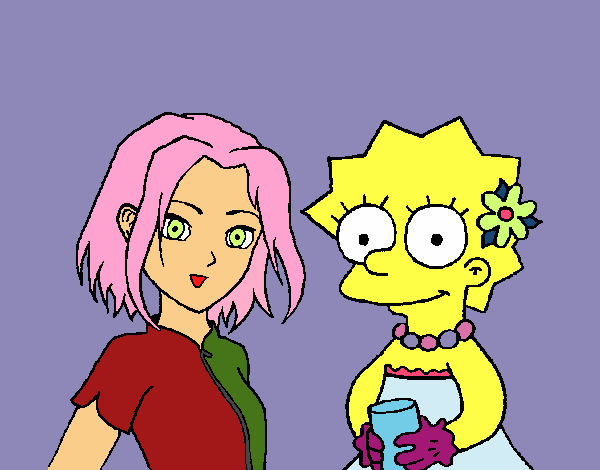 Desenho Sakura e Lisa pintado por anajulia10