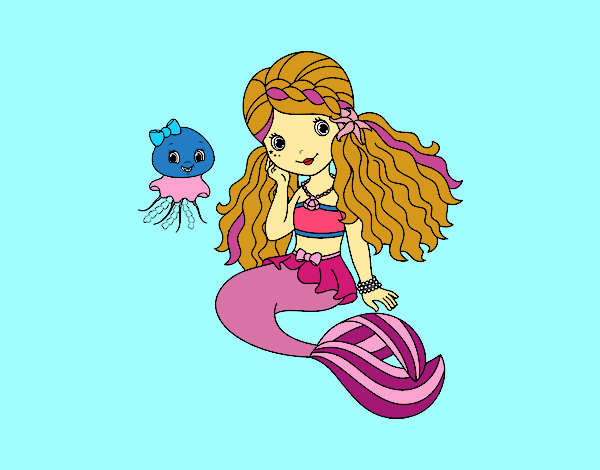 Desenho Sereia e medusa pintado por anajulia10