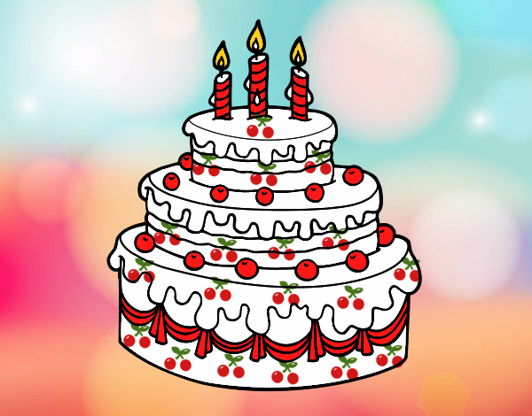 Desenho Torta de Aniversário pintado por marilurdes