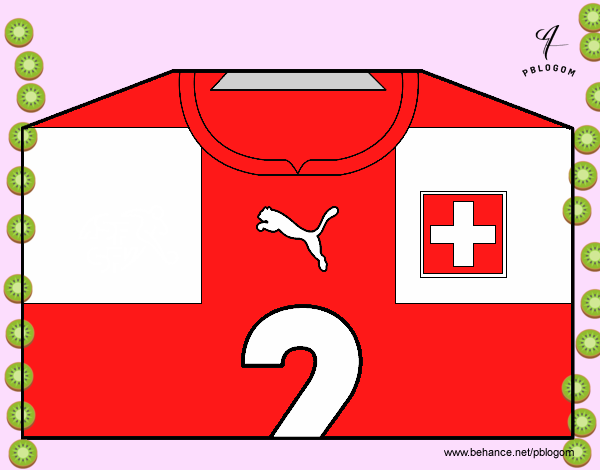 Desenho Camisa da copa do mundo de futebol 2014 da Suíça pintado por paloma-03