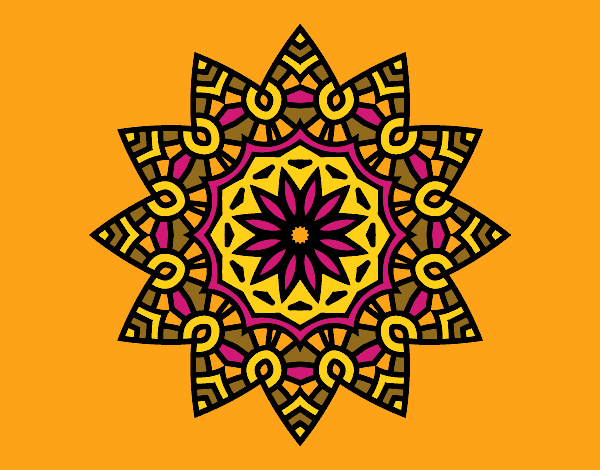 Desenho Mandala estrela floral pintado por shirloka
