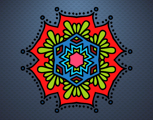 Desenho Mandala flor simétrico pintado por Lenny