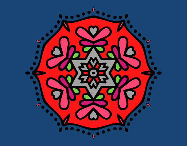 Desenho Mandala simétrica pintado por shirloka