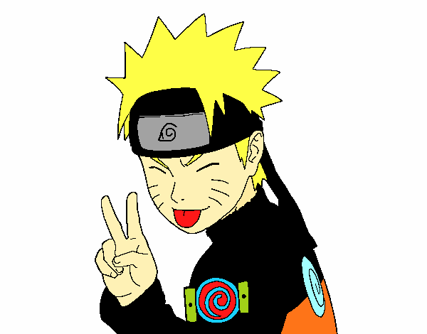 Desenho Naruto puxando para fora a língua pintado por gabyy