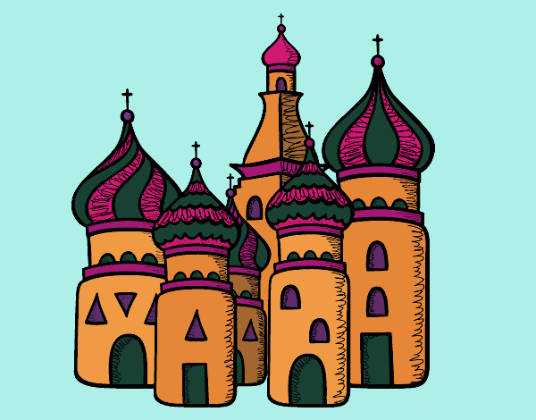 Desenho Catedral de São Basílio de Moscou pintado por BRisa