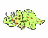Desenho Dinossauro Tricerátopo pintado por MariGabi